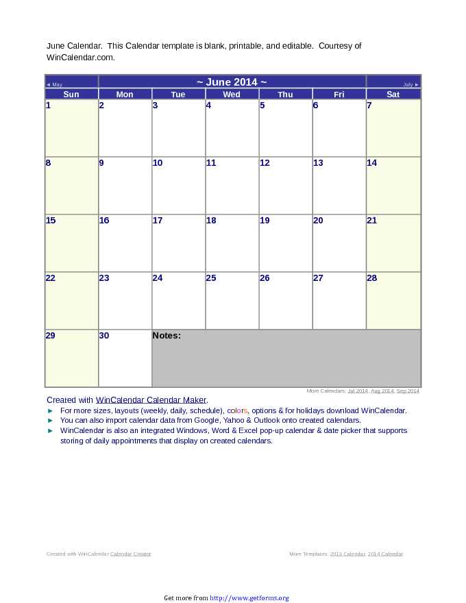 June 2014 Calendar 3