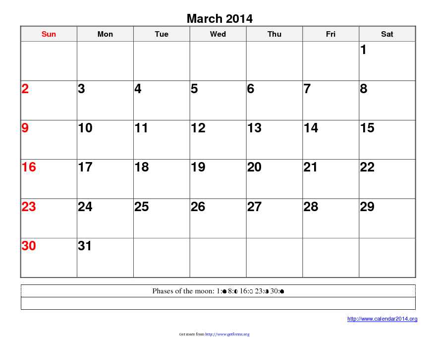 March 2014 Calendar 3