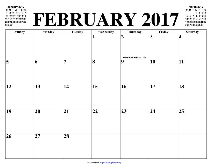 February 2017 Calendar 2
