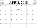 April 2018 Calendar 2 form