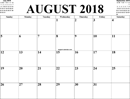 August 2018 Calendar 3 form