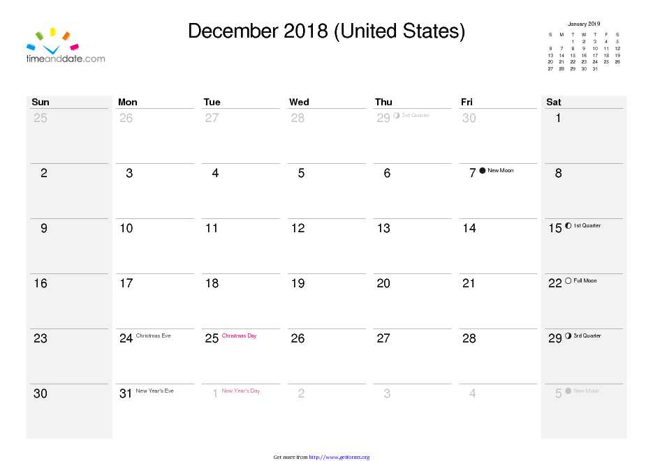 December 2018 Calendar 1