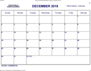 December 2018 Calendar 3 form