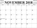 November 2018 Calendar 1 form