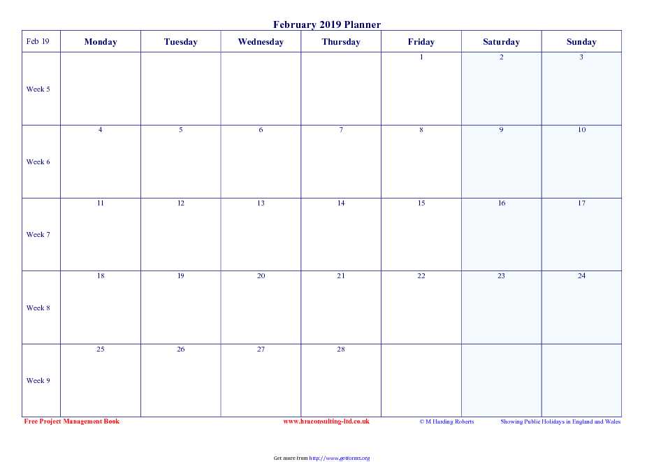 February 2019 Calendar 2