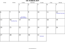 October 2019 Calendar 1 form