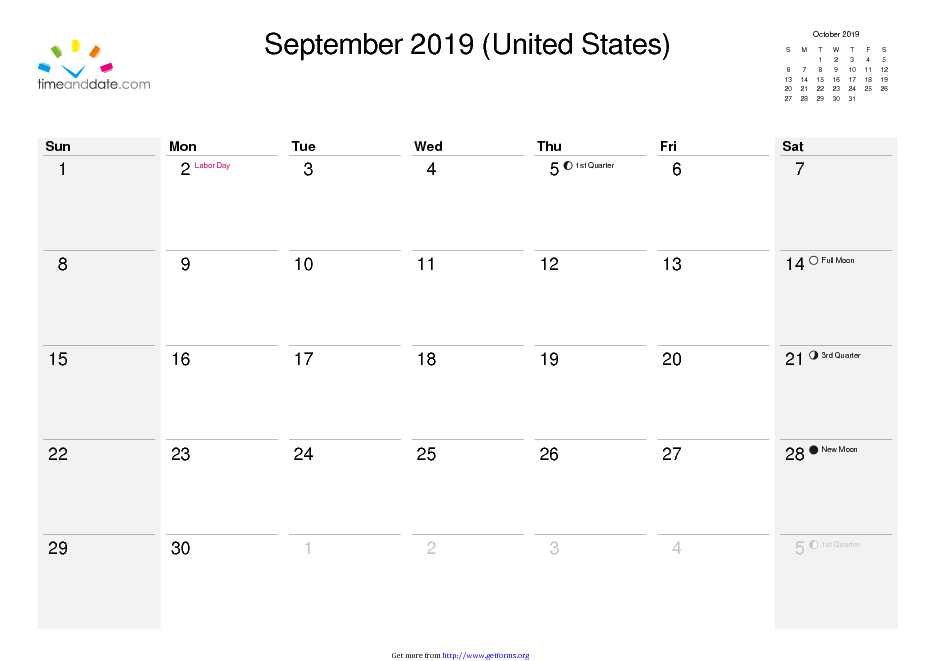 September 2019 Calendar 2