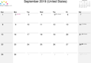September 2019 Calendar 2 form