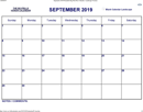 September 2019 Calendar 3 form