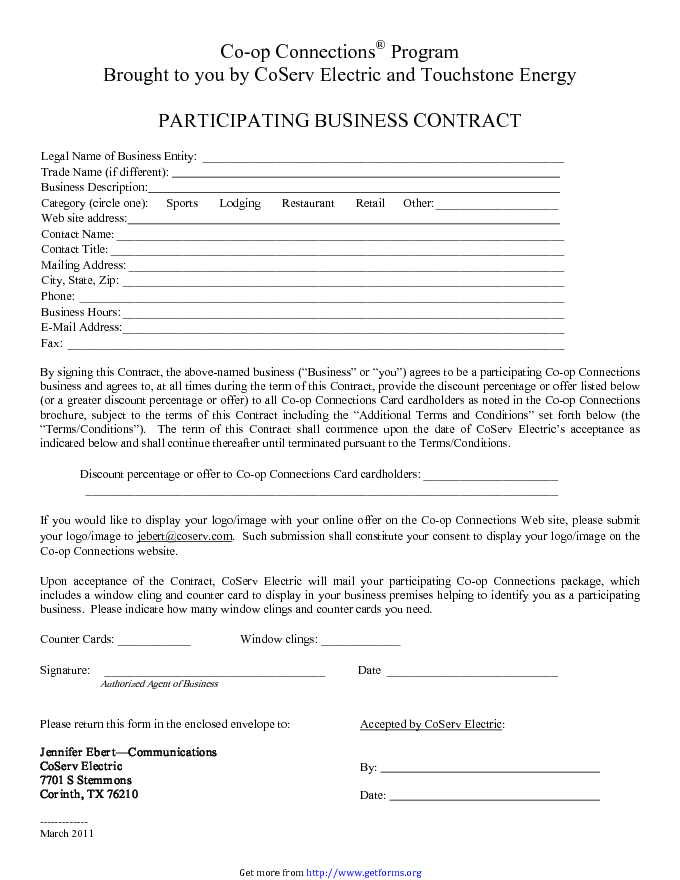 Participating Business Contract