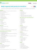 Baby Registry and Products Checklist form