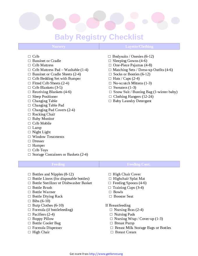 Baby Registry Checklist 1