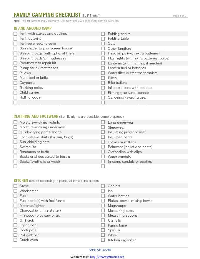Family Camping Checklist