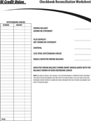Checkbook Balance Sheet form