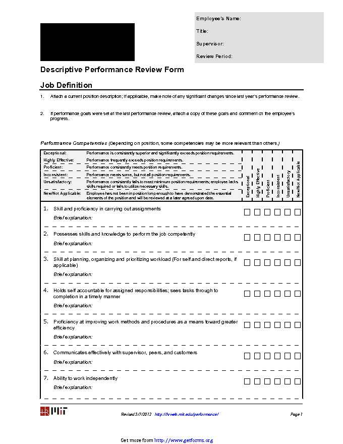 Performance Review Form