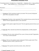 Evaluation Form for Presentation form