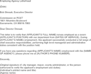 Sample Employment Verification Letter form