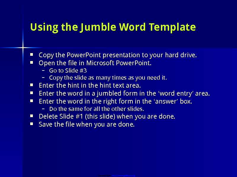 Word Jumble Game Template