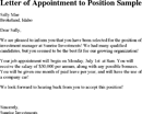 Letter of Appointment to Position Sample form