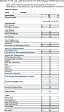 Profit and Loss Statement for Self Employed Template Free form