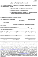 Letter to Verify Employment form