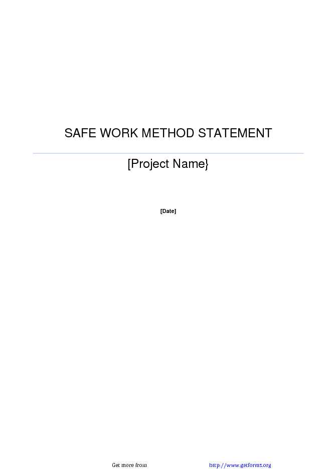 Safe Work Method Statement