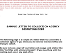 Sample Letter To Collection Agency Disputing Debt form