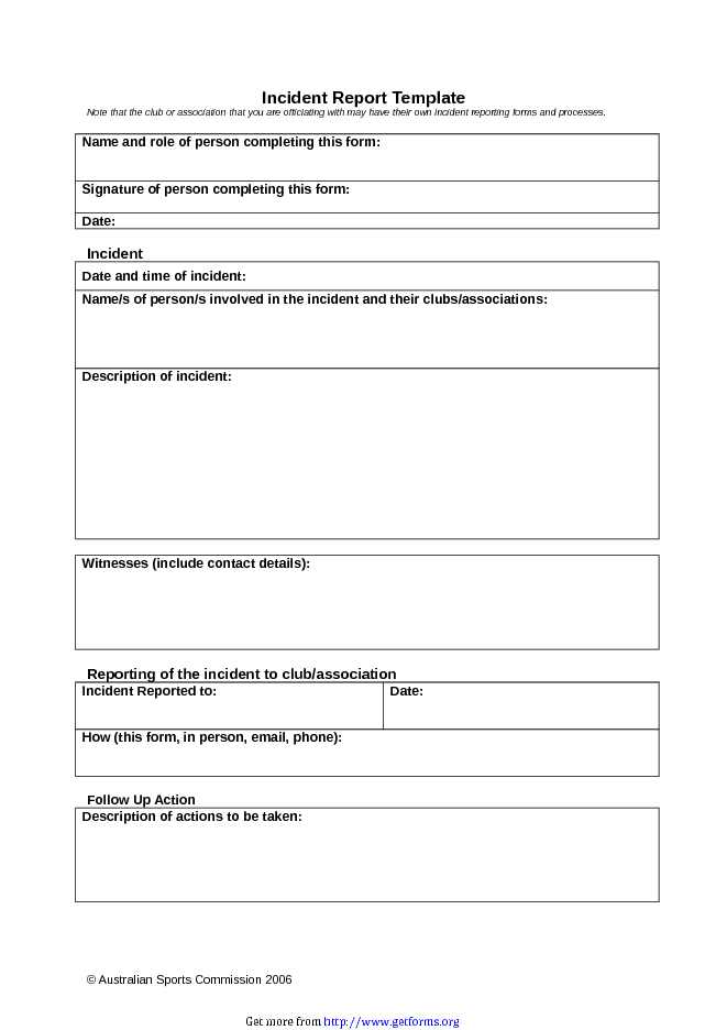 Incident Report Template 1
