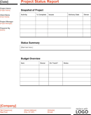 Project status report Template form