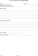 Vehicle Work Order Template form