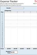 Expense Tracker Spreadsheet form