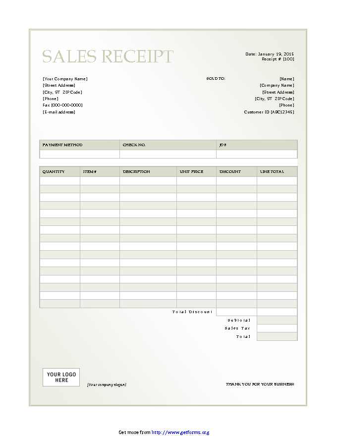 Customer Receipt Template