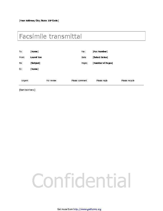 Basic Fax Cover Sheet