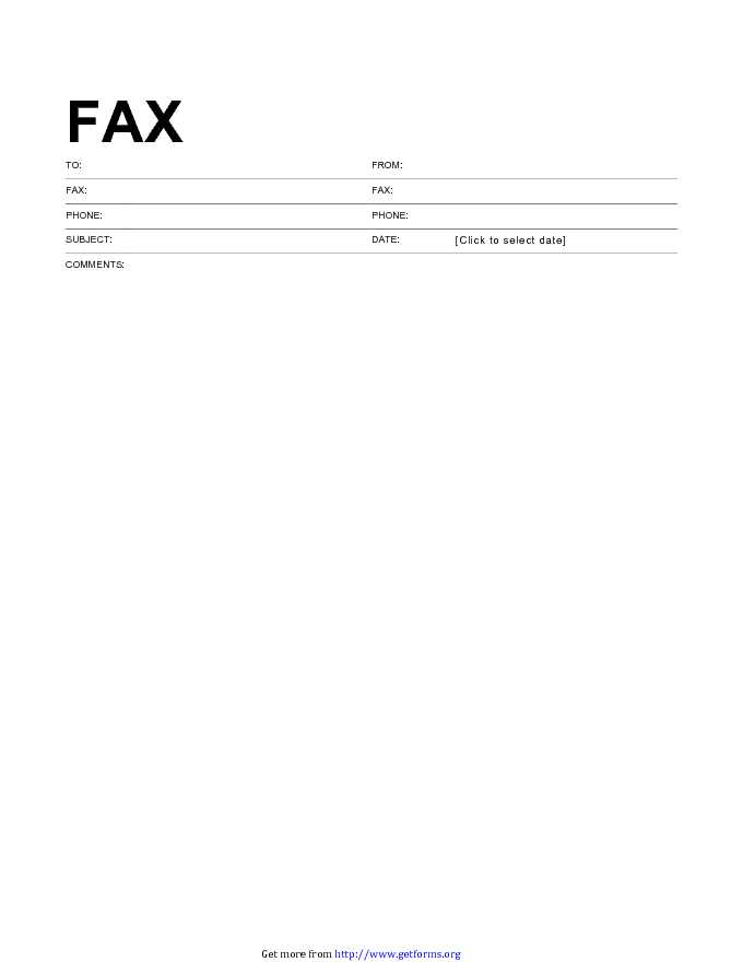 Standard Format Fax Cover Sheet