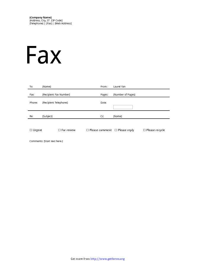 Fax Cover Sheet