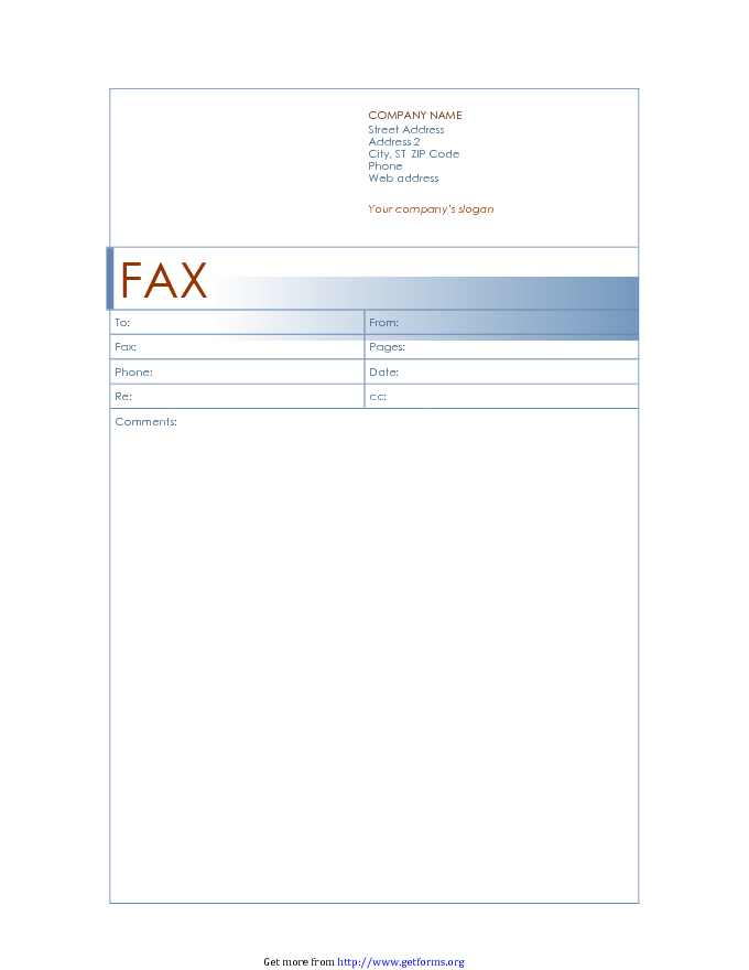 Fax Cover Sheet (Blue Design)