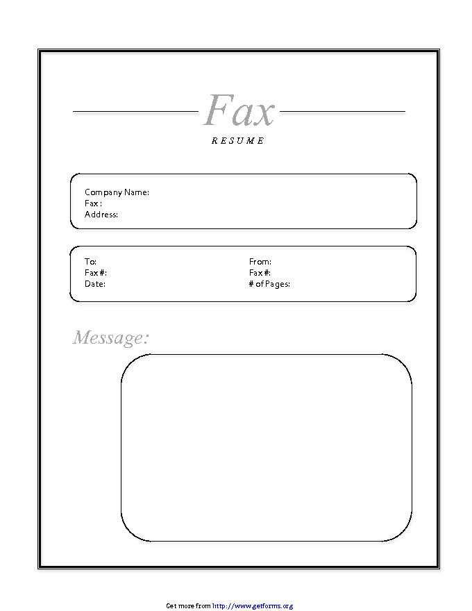 Fax Cover Sheet for Resume 1