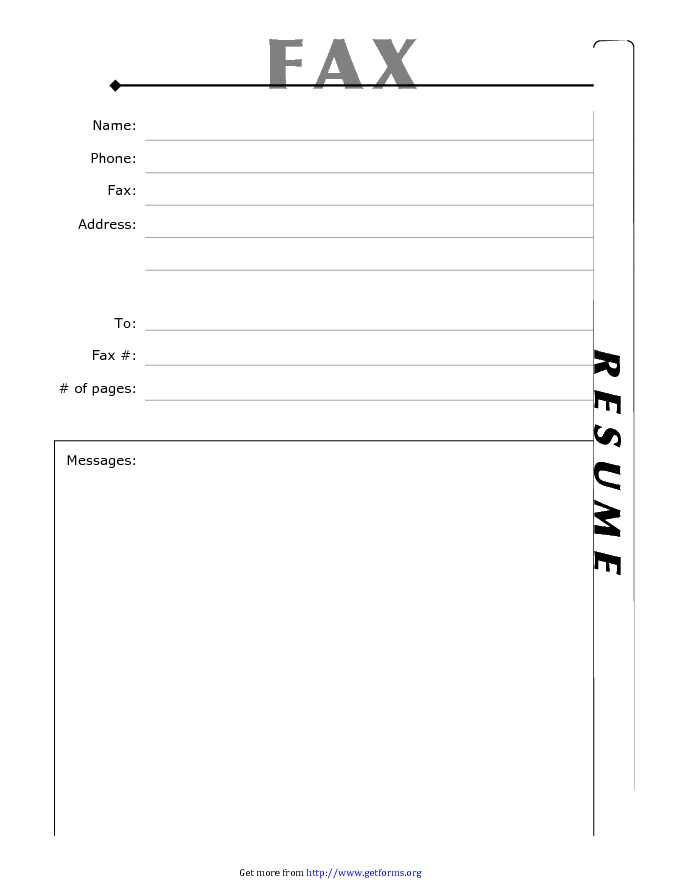 Resume Fax Cover Sheet