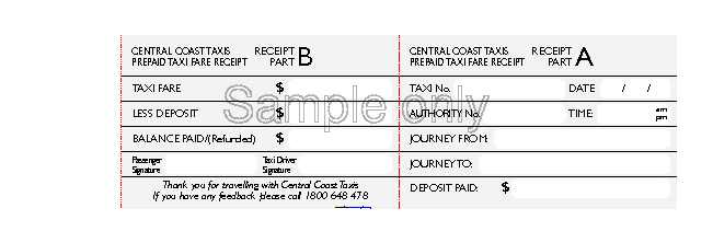 Sample Prepaid Taxi Receipt