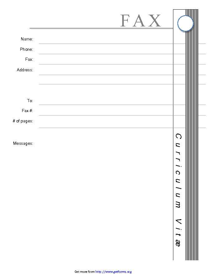 Fax Cover Sheet for CV 2