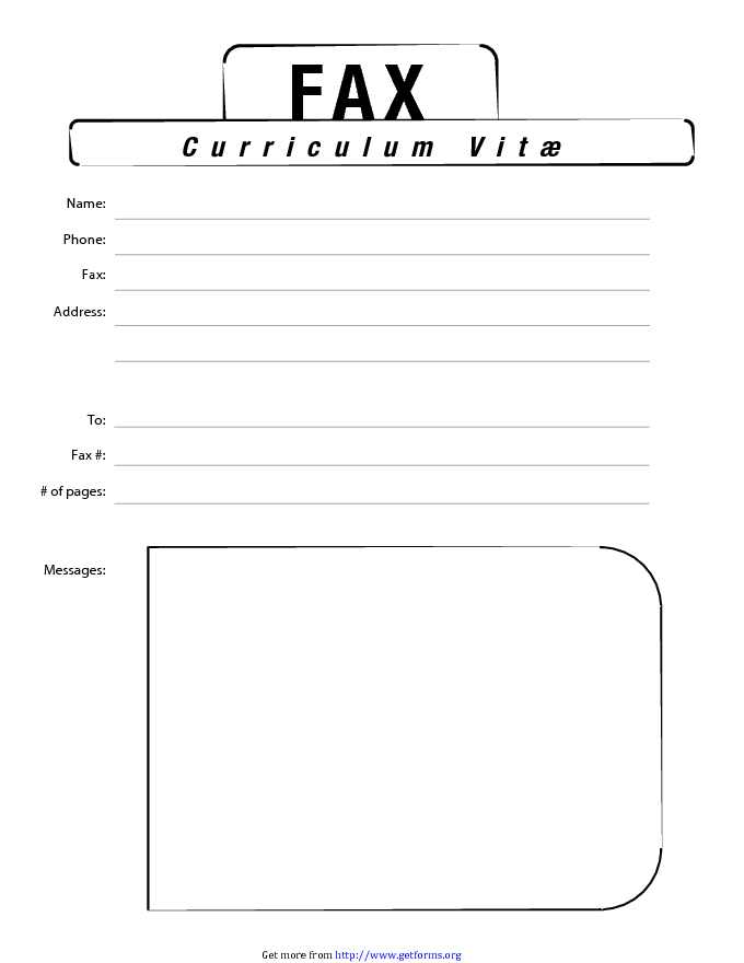 Fax Cover Sheet for CV 3