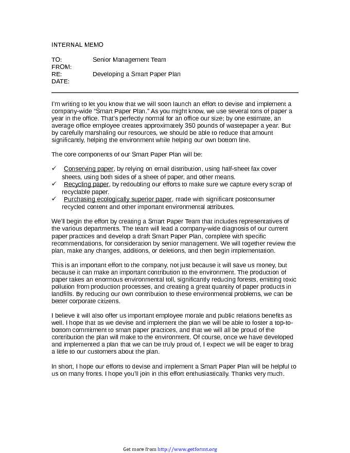 Internal Memo Template