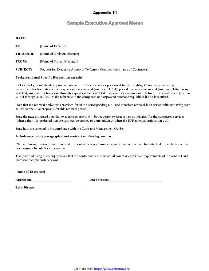 Sample Executive Approval Memo