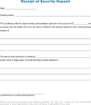 Receipt of s Ecurity Deposit form