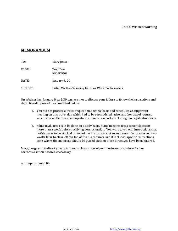 Memorandum Sample Letter