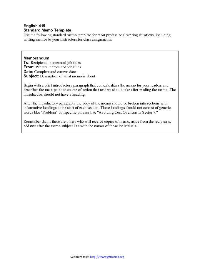 Standard Memorandum Template