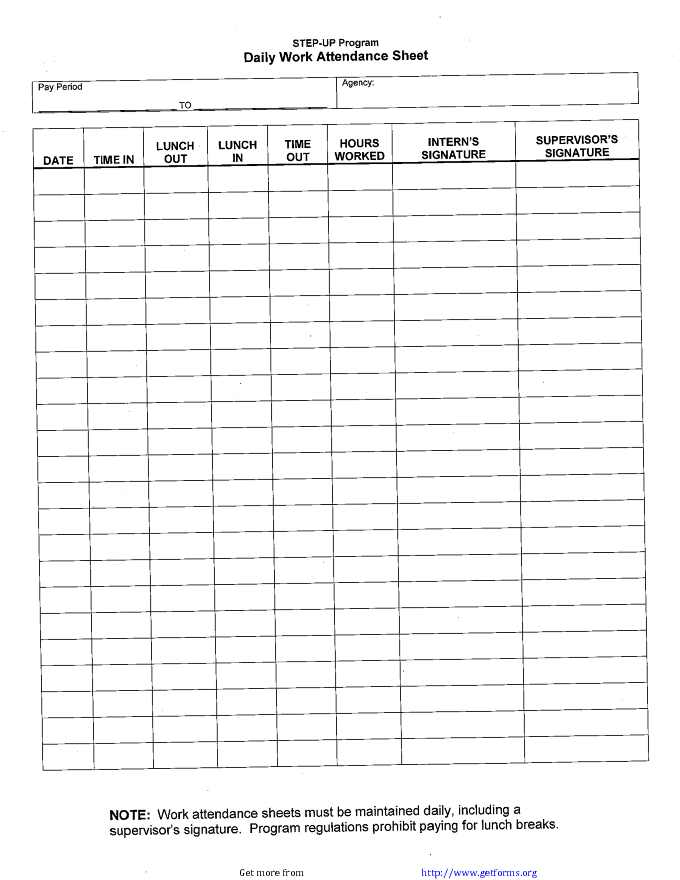 Daily Attendance Sheet