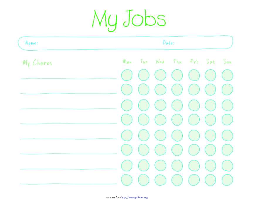 Customizable 7-Day Chore Charts