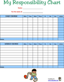 Responsibility Chart for Boy form