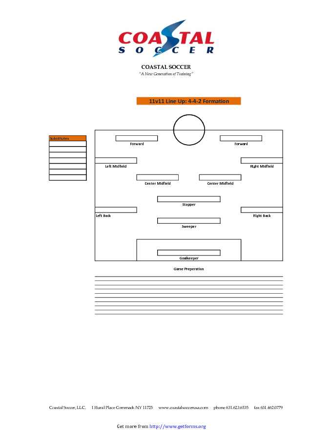 Soccer Lineup Template